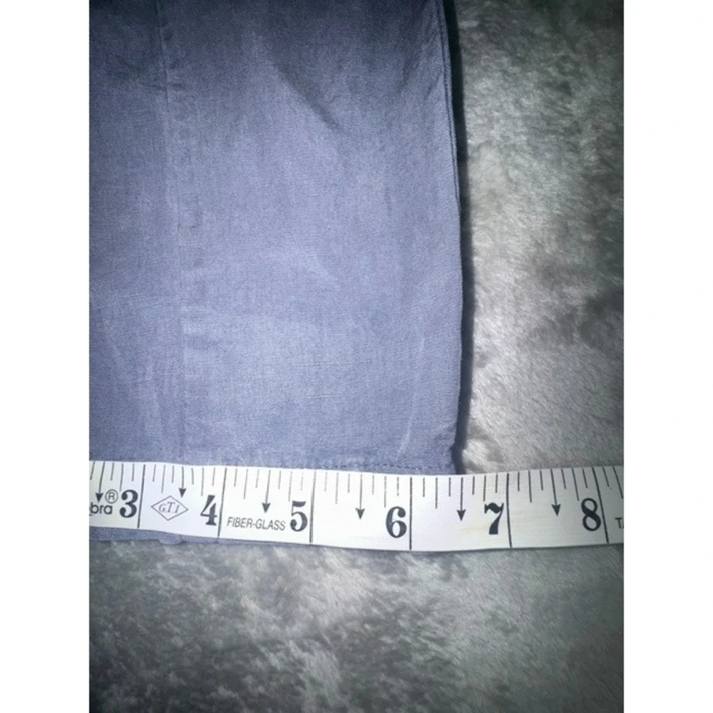 Zara‎ Pants Women S Blue Linen Blend Relaxed Drawstring Straight Leg NWT